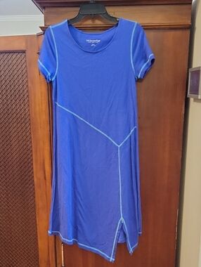 Soft Surroundings | Seam Easy Blue Cotton Blend Asymmetrical Midi Dress Size XS